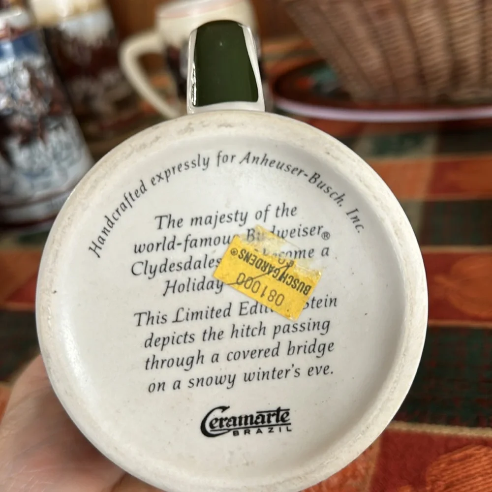 Budweiser Clydesdale ceramic holiday beer steins - VINTAGE - set of 2